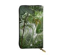 OGNOT Divertida cartera de cuero de gran capacidad con diseño de granos de café tostados para señoras, cartera de cuero para hombres y mujeres, Escena tropical de la selva., Talla única, Classic