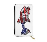 OGNOT Divertida cartera de cuero de gran capacidad con diseño de granos de café tostados para señoras, cartera de cuero para hombres y mujeres, USA Bone Fish, Talla única, Classic