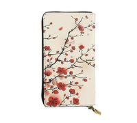 OGNOT Divertida cartera de cuero Yorkie de gran capacidad para mujer, tarjetero de cuero para hombres y mujeres, Flores de ciruelo japonés primaveral., Talla única, Classic