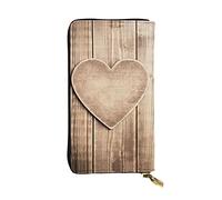 OGNOT Divertida cartera de cuero Yorkie de gran capacidad para mujer, tarjetero de cuero para hombres y mujeres, Corazón de madera., Talla única, Classic