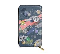 OGNOT Divertida cartera de cuero Yorkie de gran capacidad para mujer, tarjetero de cuero para hombres y mujeres, Planet, Talla única, Classic
