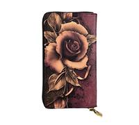 OGNOT Divertida cartera de cuero Yorkie de gran capacidad para mujer, tarjetero de cuero para hombres y mujeres, Rosa (Gothic Rose), Talla única, Classic