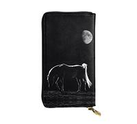 OGNOT Divertida cartera de cuero Yorkie de gran capacidad para mujer, tarjetero de cuero para hombres y mujeres, Caballo bajo la luna., Talla única, Classic