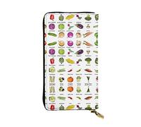 OGNOT Divertida cartera de cuero Yorkie de gran capacidad para mujer, tarjetero de cuero para hombres y mujeres, Introducción de varias verduras, Talla única, Classic