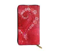 OGNOT Divertida cartera de cuero Yorkie de gran capacidad para mujer, tarjetero de cuero para hombres y mujeres, Flor de corazón rojo para el día de San Valentín., Talla única, Classic