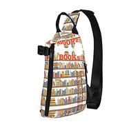 OGNOT Divertida colección de estantes de libros y escalera, mochila cruzada, bolsa de hombro para hombres y mujeres, para caminar al aire libre, viajes, Negro -, Talla única