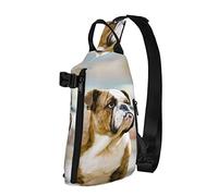 OGNOT Divertida mochila cruzada con estampado de bulldog inglés para hombres y mujeres, para caminar al aire libre, viajes, Negro -, Talla única