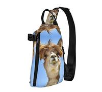 OGNOT Divertida mochila cruzada con estampado de llama de alpaca para hombres y mujeres, para caminar al aire libre, viajes, Negro -, Talla única