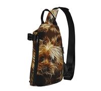 OGNOT Divertida mochila cruzada con estampado Yorkie para hombres y mujeres, para caminar al aire libre, viajes, Negro -, Talla única