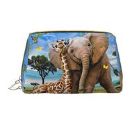OGNOT Fire And Water Phoenix - Neceser organizador de viaje para hombres y mujeres, bolsa de maquillaje de cuero ligero, Elefante y jirafa, Talla única