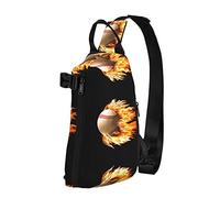 OGNOT Fire Baseball - Mochila cruzada con estampado de béisbol para hombres y mujeres, para caminar al aire libre, viajes, Negro -, Talla única