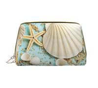 OGNOT Flower Paris - Bolsa de aseo para hombres y mujeres, bolsa de maquillaje de piel ligera, bolsa de cosméticos grande, Ocean Sea Beach conchas de mar estrella de mar azul, Talla única