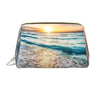 OGNOT Flower Paris - Bolsa de aseo para hombres y mujeres, bolsa de maquillaje de piel ligera, bolsa de cosméticos grande, Playa Sunset Ocean Waves, Talla única