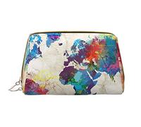 OGNOT Flower Paris - Bolsa de aseo para hombres y mujeres, bolsa de maquillaje de piel ligera, bolsa de cosméticos grande, Mapa del mundo abstracto, Talla única