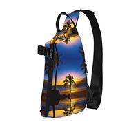 OGNOT Hawaii Beach - Mochila cruzada con estampado de playa para hombres y mujeres, para caminar al aire libre, viajes, Negro -, Talla única