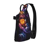 OGNOT Hermosa mochila cruzada con estampado de galaxia, bolsa de hombro para hombres y mujeres, para caminar al aire libre, viajes, Negro -, Talla única