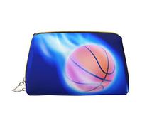 OGNOT Killer Whale Neceser Organizador de viaje para hombres y mujeres, bolsa de maquillaje de cuero ligero pequeña bolsa de cosméticos, Blue Fire - Balón de baloncesto, Talla única