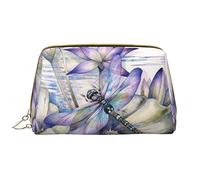 OGNOT Libélula en flor de loto, organizador de viaje para hombres y mujeres, bolsa de maquillaje de cuero ligero, bolsa de cosméticos grande, Libélula en flor de loto., Talla única