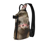 OGNOT Linda mochila cruzada con estampado de avestruz para hombres y mujeres, para caminar al aire libre, viajes, Negro -, Talla única