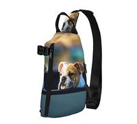 OGNOT Linda mochila cruzada con estampado de bulldog para hombres y mujeres, para caminar al aire libre, viajes, Negro -, Talla única