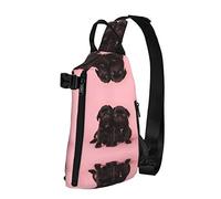 OGNOT Linda mochila cruzada con estampado de carlino negro para hombres y mujeres, para caminar al aire libre, viajes, Negro -, Talla única