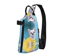 OGNOT Linda mochila cruzada con estampado de chihuahua, bolsa de hombro para hombres y mujeres, para caminar al aire libre, viajes, Negro -, Talla única