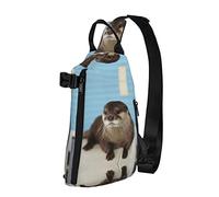 OGNOT Linda mochila cruzada con estampado de nutria, bolsa de hombro para hombres y mujeres, para caminar al aire libre, viajes, Negro -, Talla única