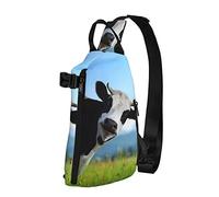 OGNOT Linda mochila cruzada con estampado de vaca para hombres y mujeres, para caminar al aire libre, viajes, Negro -, Talla única
