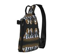 OGNOT Lindo basset perro perro cachorro impreso Sling Crossbody bolso bandolera bolso bandolera para hombres mujeres para caminar al aire libre viajes, Negro -, Talla única