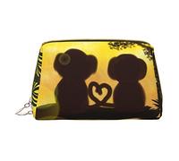 OGNOT Lindo bolso de aseo para parejas, organizador de viaje para hombres y mujeres, bolsa de maquillaje de cuero ligero pequeña bolsa de cosméticos, Lindo mono pareja, Talla única