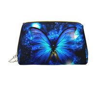 OGNOT Lindo bolso de aseo para parejas, organizador de viaje para hombres y mujeres, bolsa de maquillaje de cuero ligero pequeña bolsa de cosméticos, Mariposa azul, Talla única