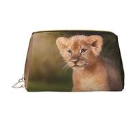 OGNOT Lindo bolso de aseo para parejas, organizador de viaje para hombres y mujeres, bolsa de maquillaje de cuero ligero pequeña bolsa de cosméticos, León artístico, Talla única