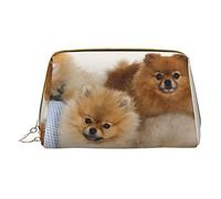 OGNOT Lindo bolso de aseo para parejas, organizador de viaje para hombres y mujeres, bolsa de maquillaje de cuero ligero pequeña bolsa de cosméticos, Bonito pomerano., Talla única