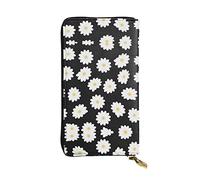OGNOT Lindo monedero de cuero de gran capacidad para mujer, tarjetero de cuero para hombres y mujeres, Margarita Blanca, Talla única, Classic
