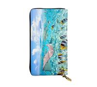 OGNOT Lindo monedero de cuero de gran capacidad para mujer, tarjetero de cuero para hombres y mujeres, Colorful fishes, Talla única, Classic