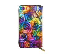 OGNOT Lindo monedero de cuero de gran capacidad para mujer, tarjetero de cuero para hombres y mujeres, Rosa Arcoiris, Talla única, Classic