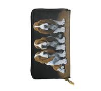 OGNOT Lindo monedero de cuero de gran capacidad para mujer, tarjetero de cuero para hombres y mujeres, Lindos cachorros Basset Hound, Talla única, Classic