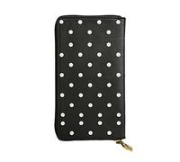 OGNOT Lindo monedero de cuero de gran capacidad para mujer, tarjetero de cuero para hombres y mujeres, Negro y blanco a lunares, Talla única, Classic
