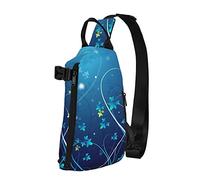OGNOT Mini mochila cruzada con estampado de flores azules para hombres y mujeres, para caminar al aire libre, viajes, Negro -, Talla única