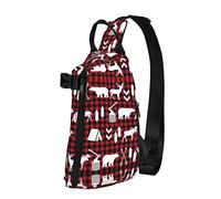 OGNOT Mochila cruzada con estampado de árbol de ciervo de vaca para hombres y mujeres, para caminar al aire libre, viajes, Negro -, Talla única