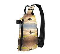 OGNOT Mochila cruzada con estampado de avión para hombres y mujeres, para caminar al aire libre, viajes, Negro -, Talla única