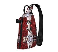 OGNOT Mochila cruzada con estampado de cachorro dálmata para hombres y mujeres, para caminar al aire libre, viajes, Negro -, Talla única