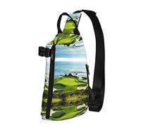 OGNOT Mochila cruzada con estampado de campo de golf de playa, para hombres y mujeres, para caminar al aire libre, viajes, Negro -, Talla única
