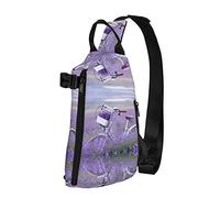 OGNOT Mochila cruzada con estampado de campo de lavanda para hombres y mujeres, para caminar al aire libre, viajes, Negro -, Talla única