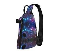 OGNOT Mochila cruzada con estampado de galaxia, bolsa de hombro para hombres y mujeres, para caminar al aire libre, viajes, Negro -, Talla única