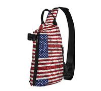 OGNOT Mochila cruzada con estampado de la bandera estadounidense del 4 de julio para hombres y mujeres, para caminar al aire libre, viajes, Negro -, Talla única