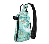 OGNOT Mochila cruzada con estampado de mármol verde azulado y dorado, bolsa de hombro para hombres y mujeres, para caminar al aire libre, viajes, Negro -, Talla única
