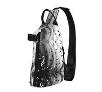 OGNOT Mochila cruzada con estampado de notas musicales para hombres y mujeres, para caminar al aire libre, viajes, Negro -, Talla única