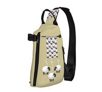 OGNOT Mochila cruzada con estampado de ovejas de dibujos animados para hombres y mujeres, para caminar al aire libre, viajes, Negro -, Talla única