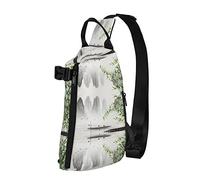 OGNOT Mochila cruzada con estampado de paisaje para hombres y mujeres, para caminar al aire libre, viajes, Negro -, Talla única